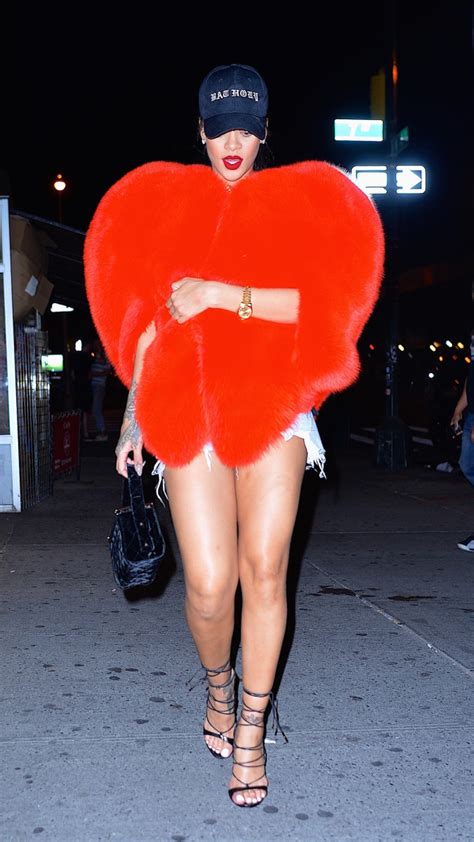 Rihanna Saint Laurent Red Heart Coat New York .